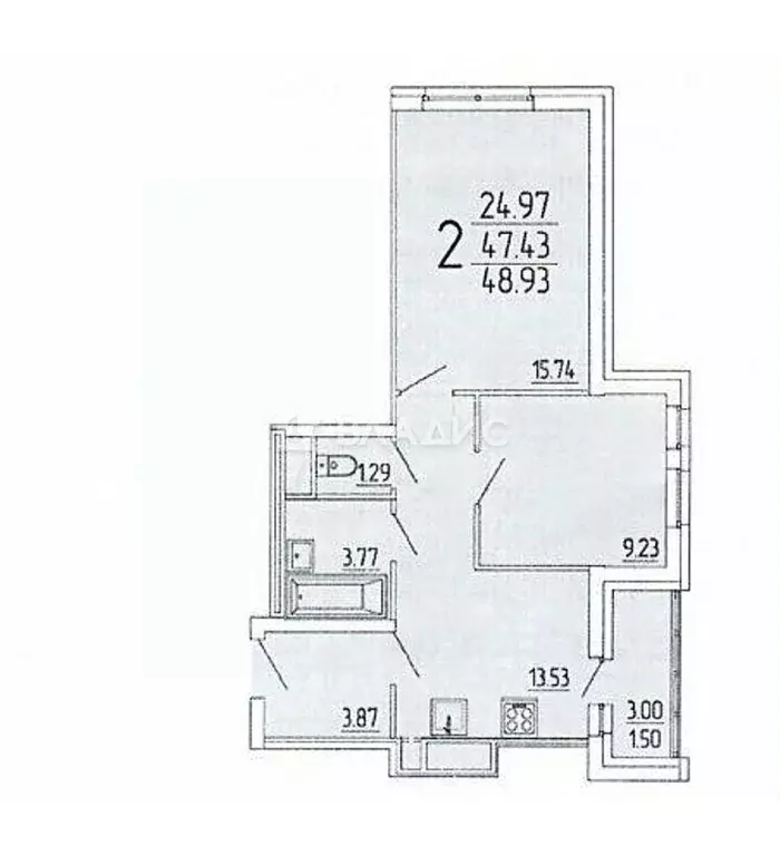 2-к кв. Пензенская область, Пенза ул. Кордон Студеный, 48 (48.9 м) - Фото 1