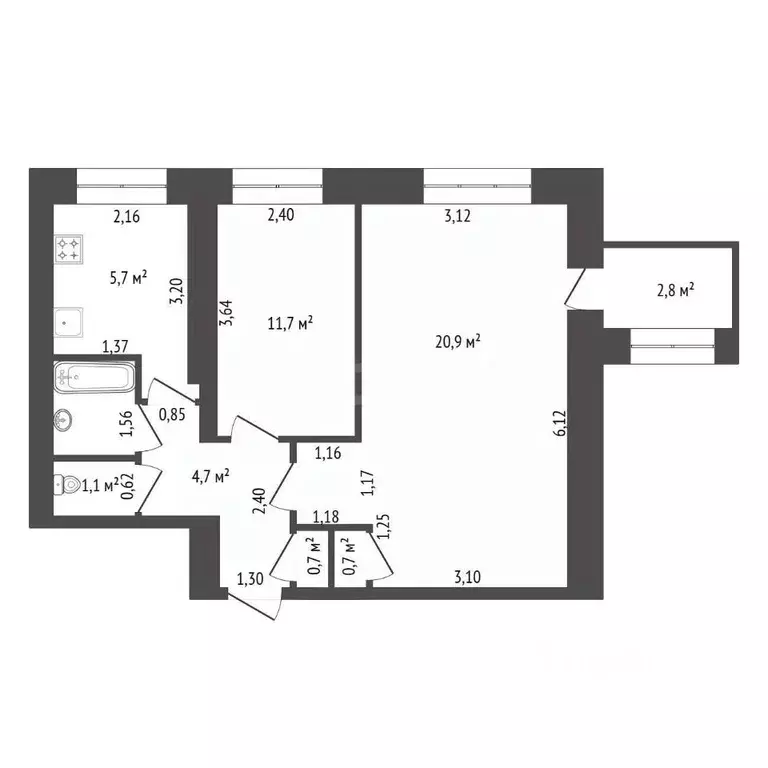 2-к кв. Башкортостан, Уфа ул. Шафиева, 28 (43.9 м) - Фото 1