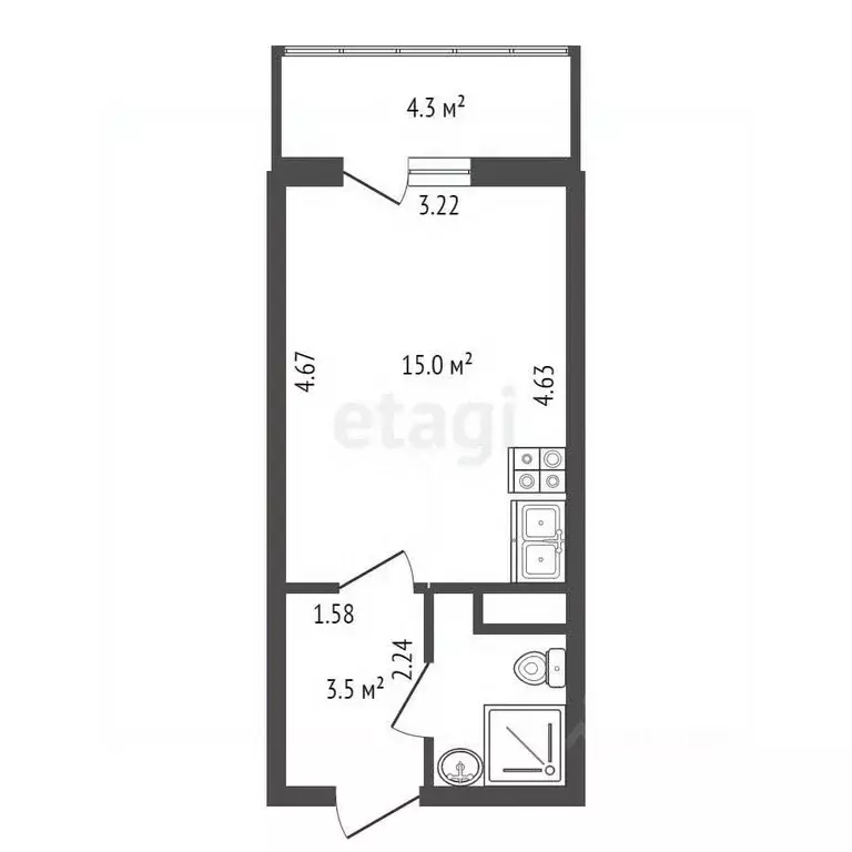 студия санкт-петербург ул. плесецкая, 10 (21.4 м) - Фото 1