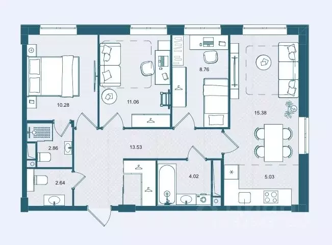 3-к кв. Брянская область, Брянск О Берег жилой комплекс (73.56 м) - Фото 1