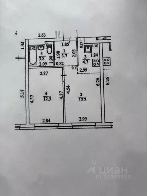 2-к кв. Башкортостан, Уфа ул. Бородинская, 19 (36.9 м) - Фото 1