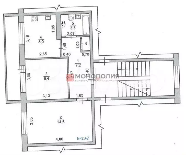 2-к. квартира, 43,2 м, 2/5 эт. - Фото 0