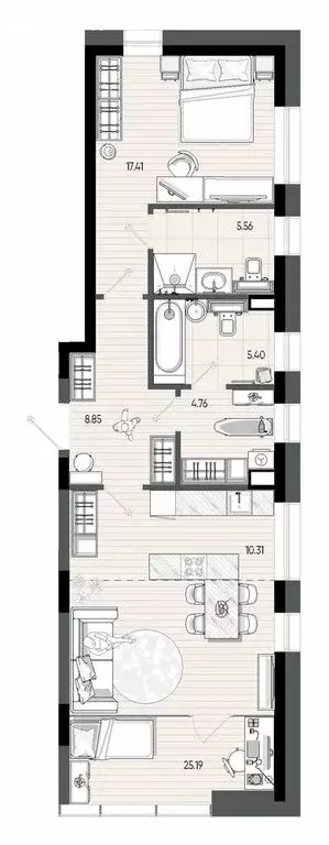 2-комнатная квартира: Казань, улица Меховщиков, 40В (77.48 м) - Фото 2