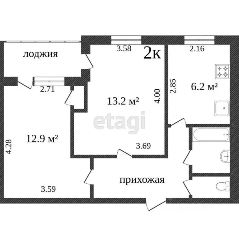 2-к кв. Ханты-Мансийский АО, Сургут Майская ул., 10 (42.4 м) - Фото 1