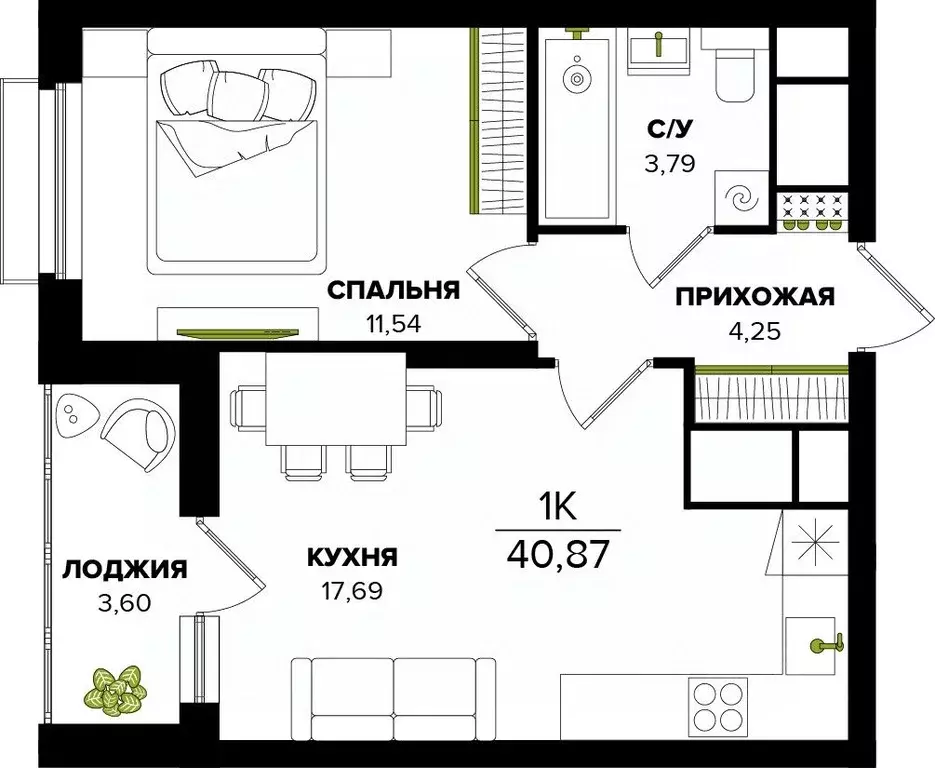 1-к кв. Тульская область, Тула  (40.87 м) - Фото 0