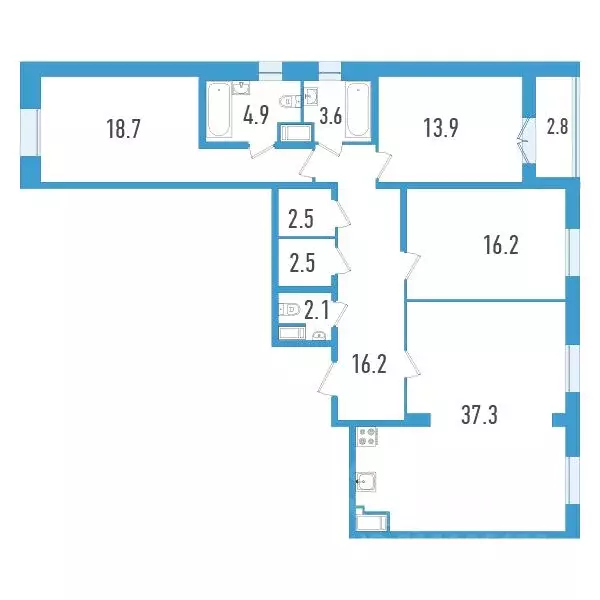 3-к кв. Санкт-Петербург ул. Типанова, 22 (119.3 м) - Фото 1