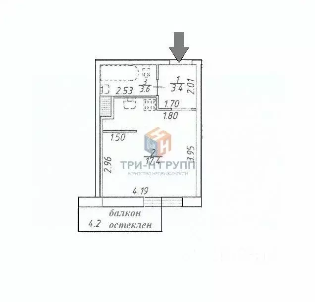 Студия Санкт-Петербург Московское ш., 26к2 (24.4 м) - Фото 2