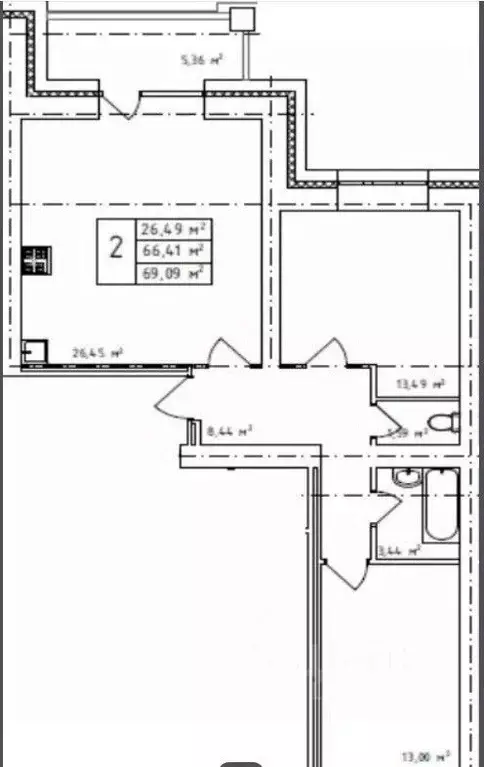 2-к кв. Владимирская область, Владимир ул. Лакина, 2Г (69.09 м) - Фото 1