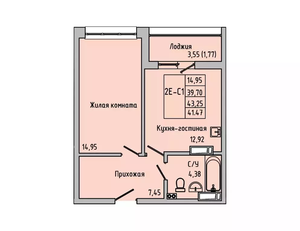 2-к кв. Ростовская область, Батайск ул. Луначарского, 180А (41.47 м) - Фото 0
