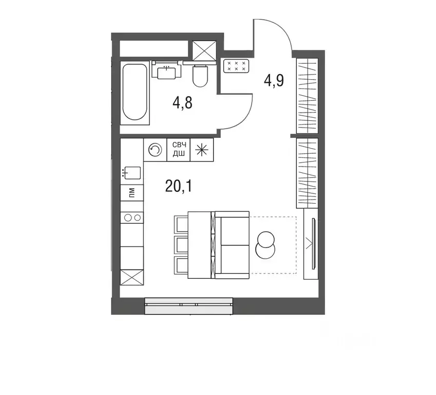 Студия Москва Тагильская ул., 2к1 (29.7 м) - Фото 0