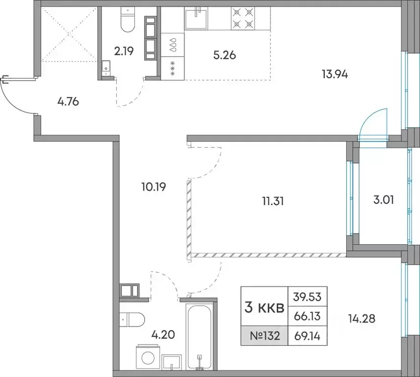3-к кв. Карелия, Петрозаводск Александровский Завод тер.,  (69.14 м) - Фото 1