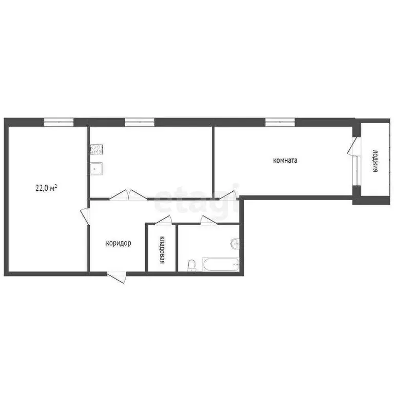 2-комнатная квартира: Тюмень, Харьковская улица, 64 (75 м) - Фото 1