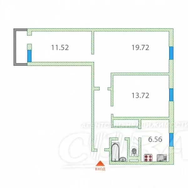 3-комнатная квартира: Тюмень, Камчатская улица, 50 (65.7 м) - Фото 1