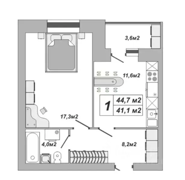 1-к кв. Тамбовская область, Тамбов ул. Чичерина, 7к2 (44.7 м) - Фото 0
