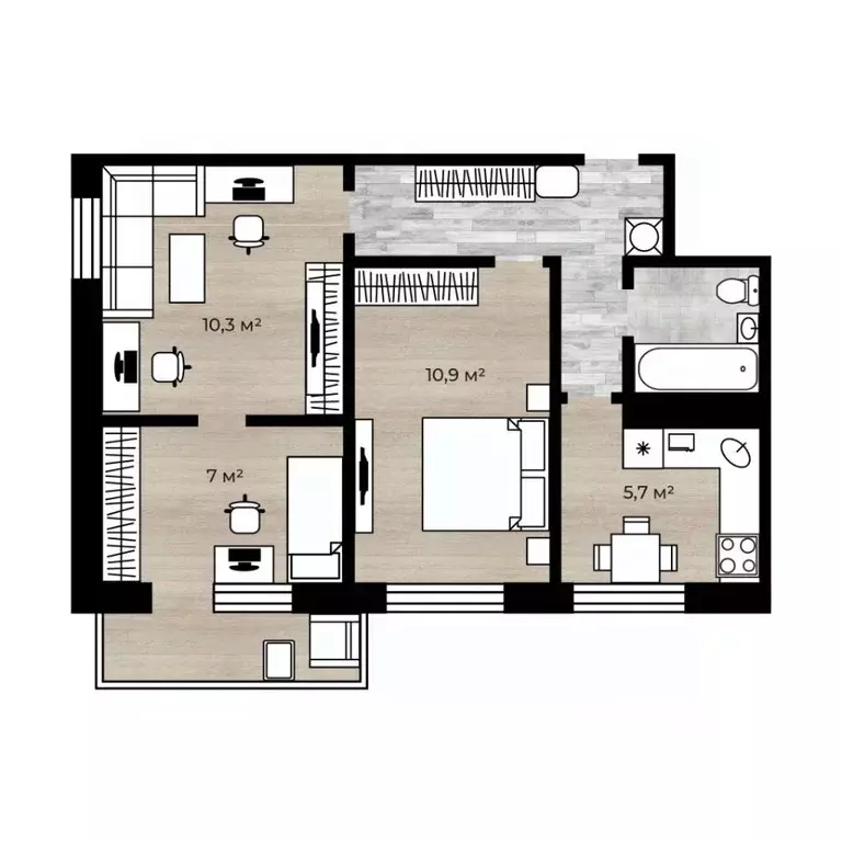 2-к кв. Ярославская область, Ярославль просп. Дзержинского, 24 (43.2 ... - Фото 2