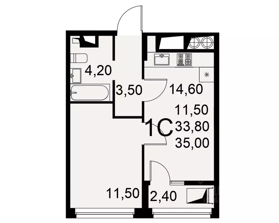 1-к кв. Рязанская область, Рязань Интернациональная ул., 20 (33.8 м) - Фото 0