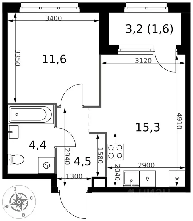 1-к кв. Московская область, Химки Клязьма-Старбеево мкр, Международный ... - Фото 1