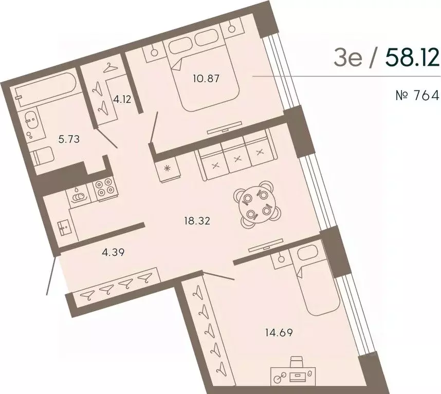 2-к кв. Санкт-Петербург Ремесленная ул., 17литЗ (58.12 м) - Фото 0