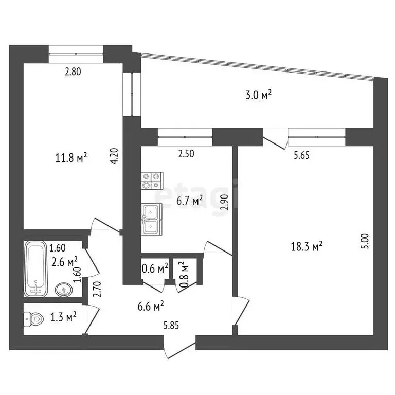 2-комнатная квартира: Саранск, улица Степана Разина, 42 (48.1 м) - Фото 1