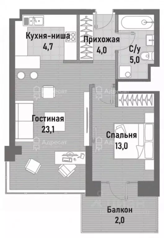 2-к кв. Москва ул. Матросская Тишина, 12 (52.4 м) - Фото 2