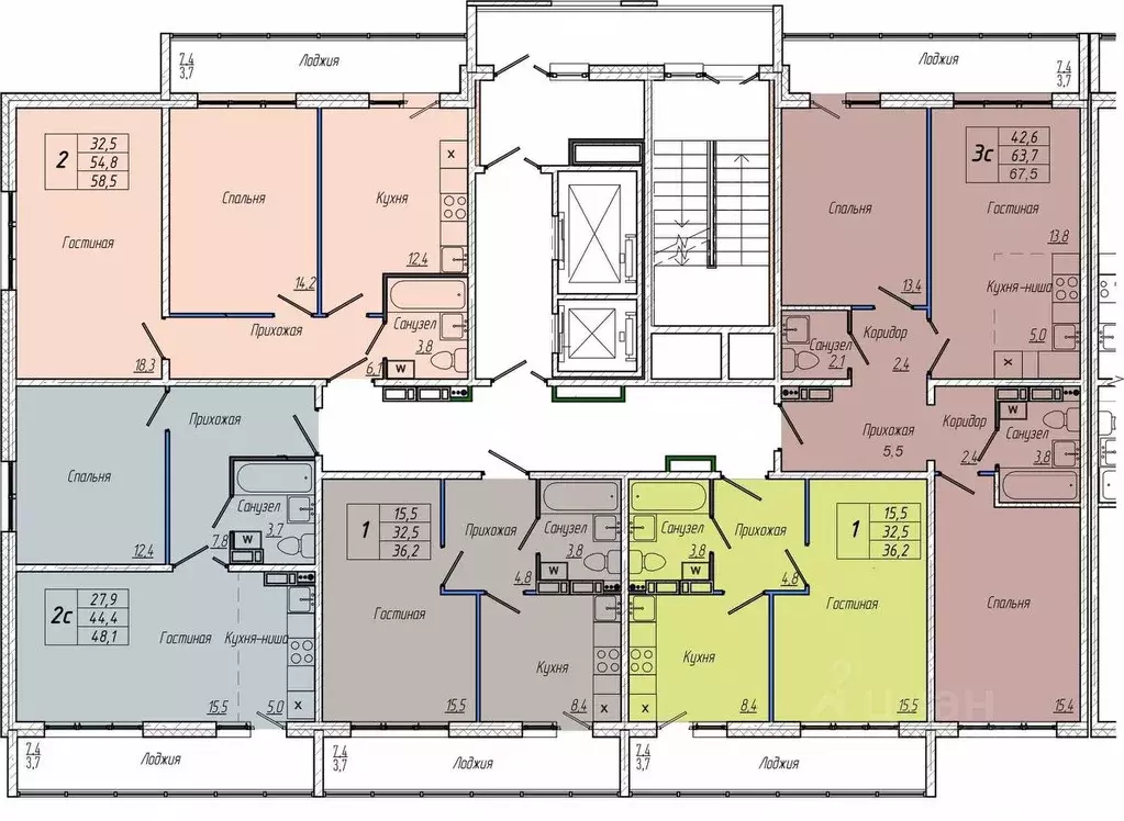 2-к кв. Кемеровская область, Кемерово просп. Притомский, 30Б (58.5 м) - Фото 2