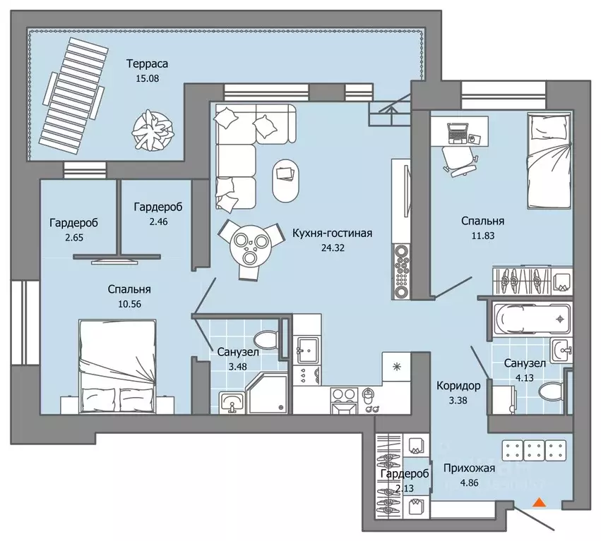 2-к кв. Пермский край, Пермь ул. Дзержинского, 35А (74.0 м) - Фото 2