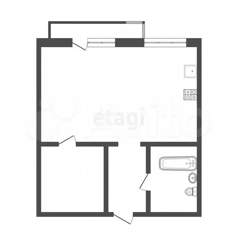 1-к. квартира, 36 м, 1/3 эт. - Фото 0