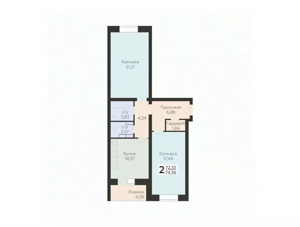 2-к кв. Орловская область, Орел ул. Панчука, 83Б (74.36 м) - Фото 0