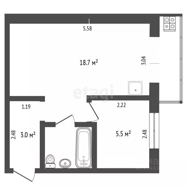 1-к кв. Тюменская область, Тюмень ул. Осипенко, 41 (29.8 м) - Фото 2