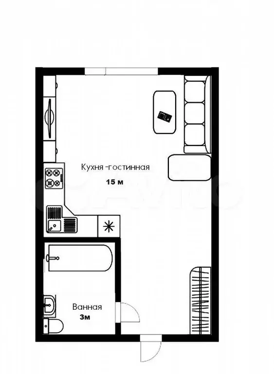 Квартира-студия, 18 м, 1/9 эт. - Фото 0