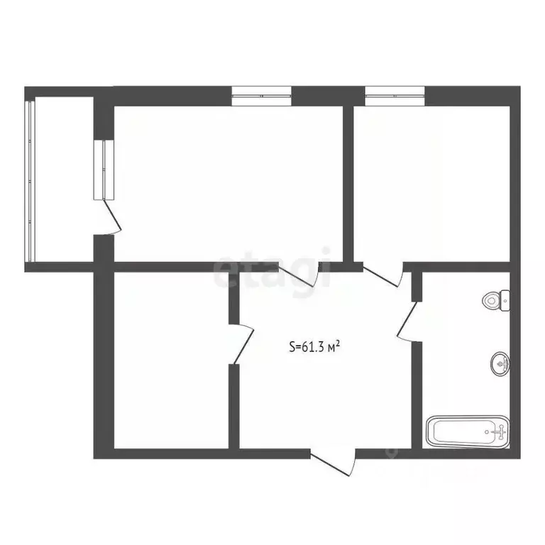 2-к кв. Томская область, Томск Советская ул., 60 (61.3 м) - Фото 1