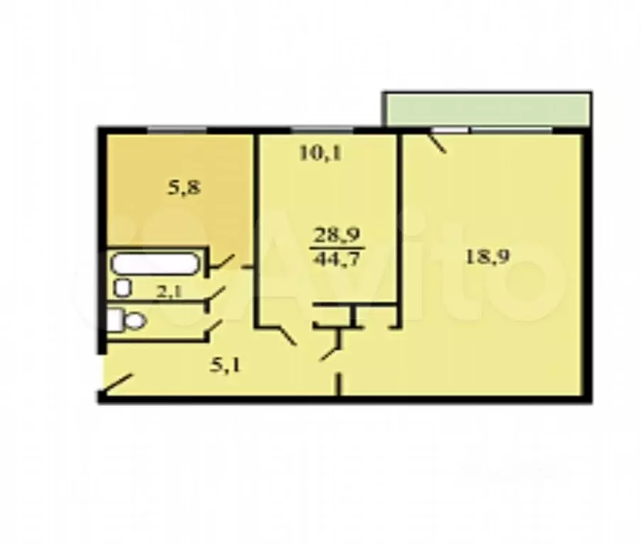 2-к. квартира, 45 м, 2/5 эт. - Фото 0