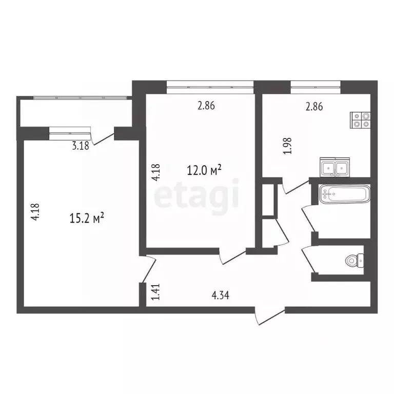 2-к кв. Санкт-Петербург Наличная ул., 40К1 (45.6 м) - Фото 1