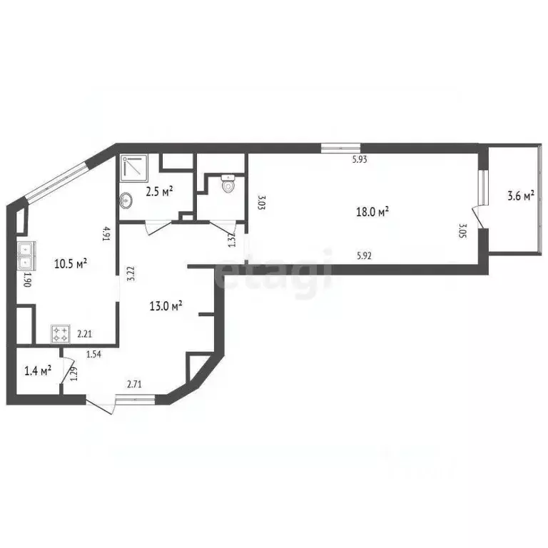 1-к кв. Санкт-Петербург просп. Энгельса, 136к1 (50.0 м) - Фото 0