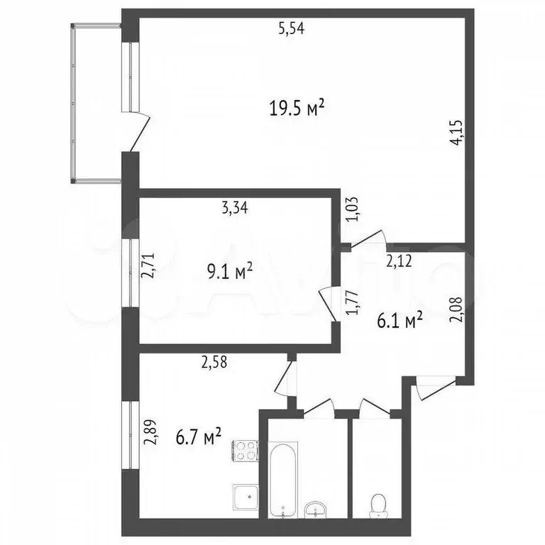2-к. квартира, 44 м, 4/5 эт. - Фото 0