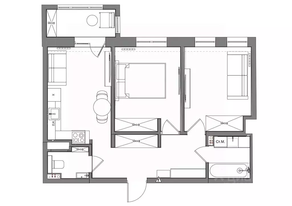 2-к кв. Санкт-Петербург Благодатная ул., 50 (54.3 м) - Фото 2