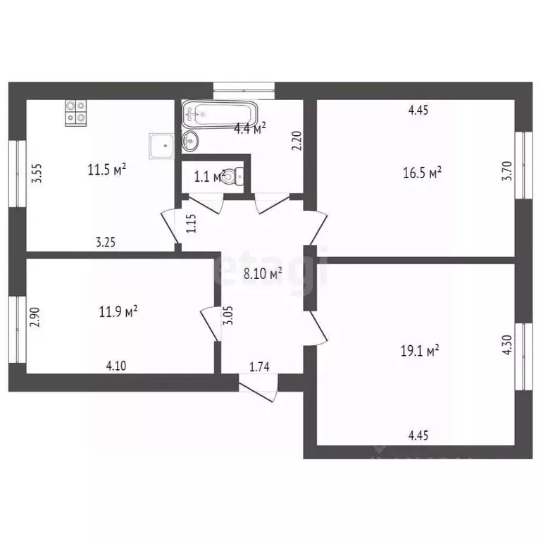 3-к кв. Мордовия, Саранск Большевистская ул., 96 (72.6 м) - Фото 2