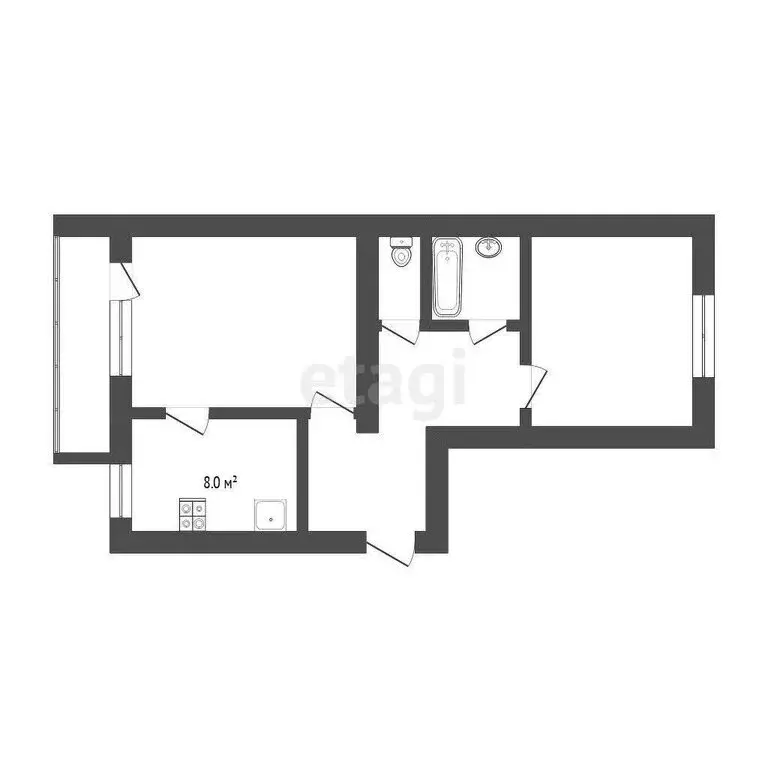 2-комнатная квартира: Тюмень, Институтская улица, 6 (49 м) - Фото 0