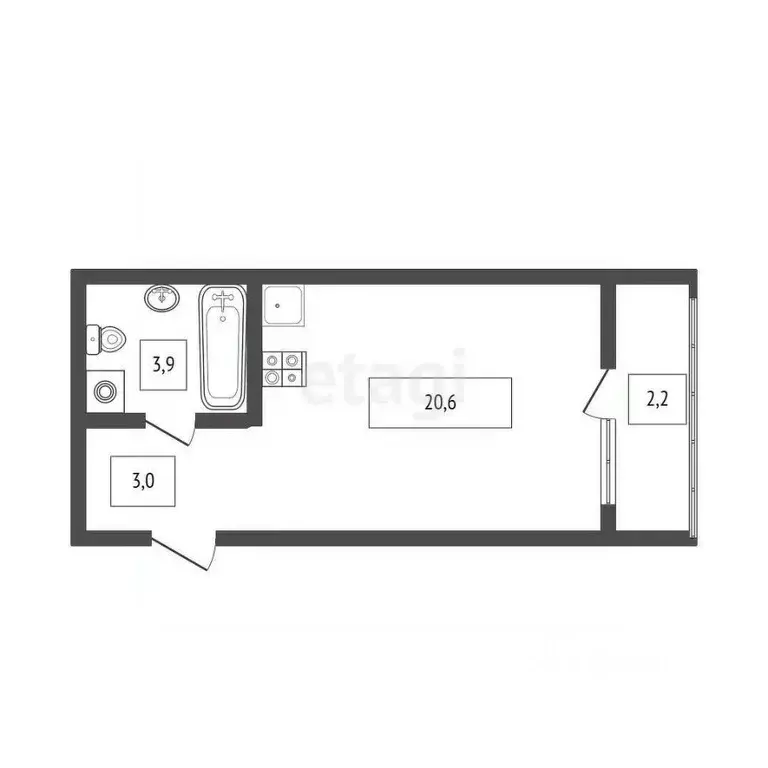 Студия Краснодарский край, Новороссийск ул. Матвейкина, 1Ак4 (27.3 м) - Фото 1