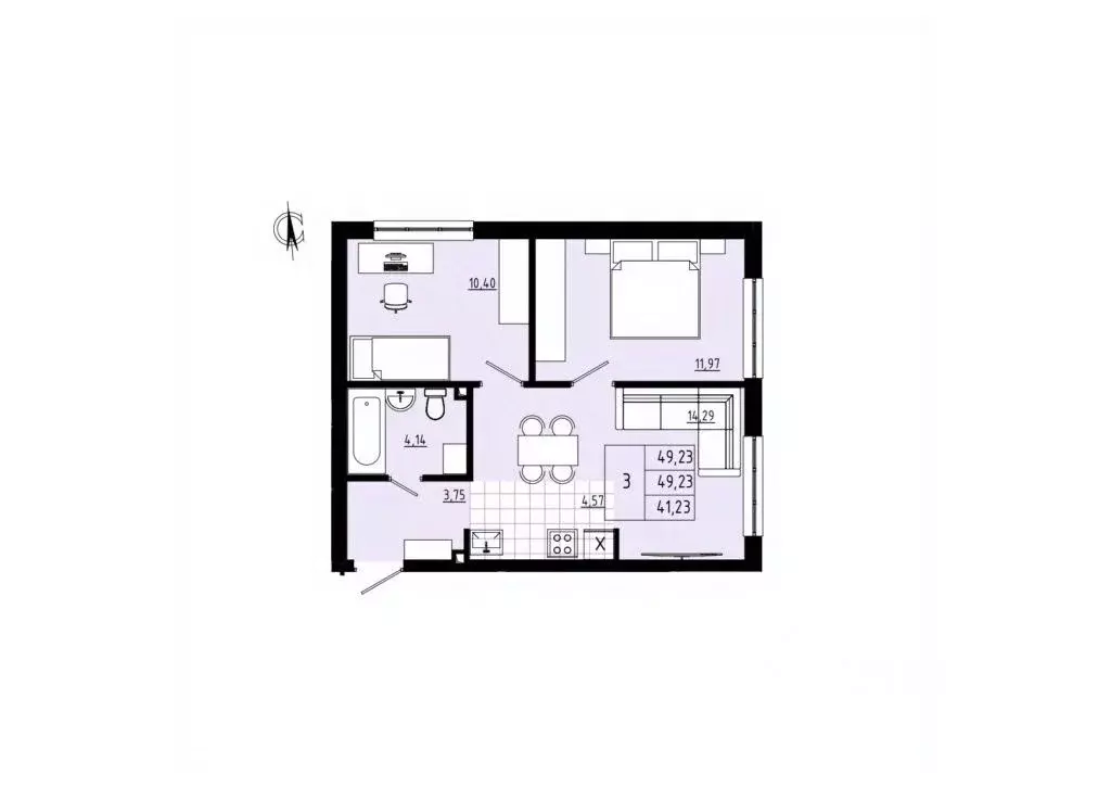 3-к кв. Белгородская область, Новый Оскол Новоселовка мкр,  (49.23 м) - Фото 1