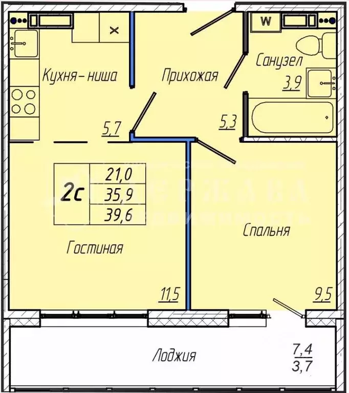 2-к кв. Кемеровская область, Кемерово ул. 1-я Заречная, 11 (39.5 м) - Фото 1