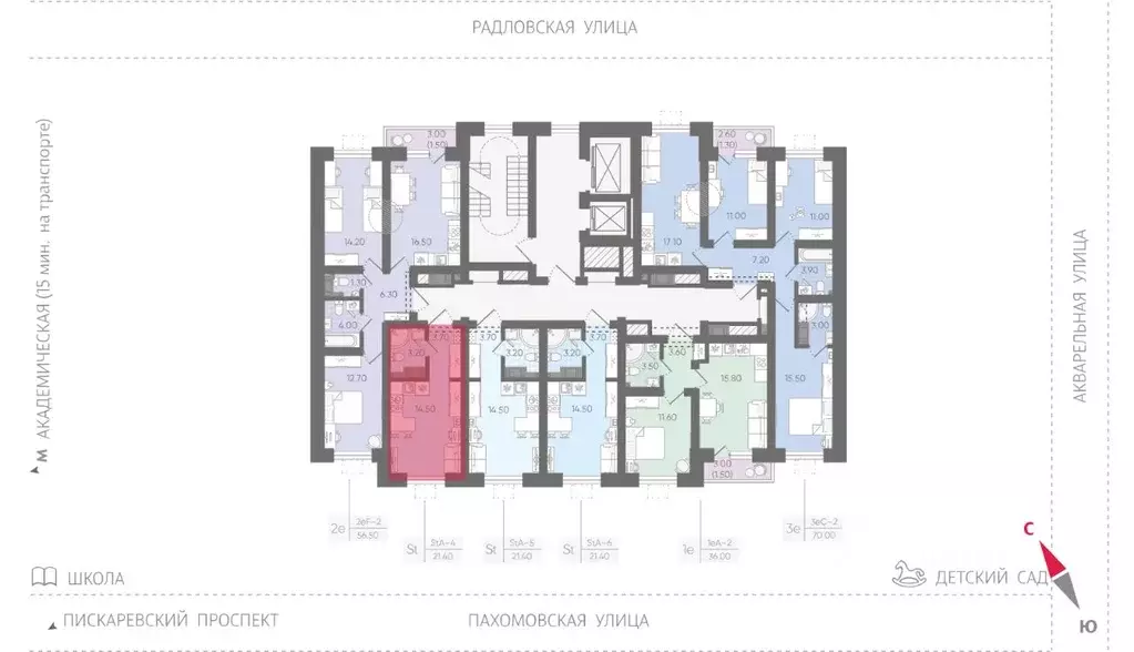 Студия Санкт-Петербург ул. Радловская (21.4 м) - Фото 1