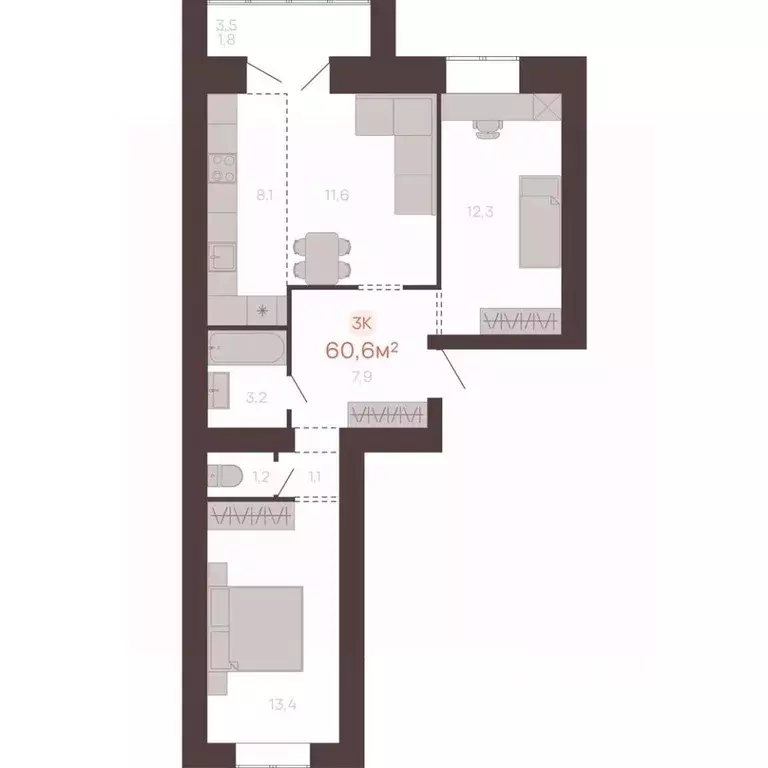 3-к кв. Алтайский край, Новоалтайск ул. Южсиба, 52А (60.6 м) - Фото 1