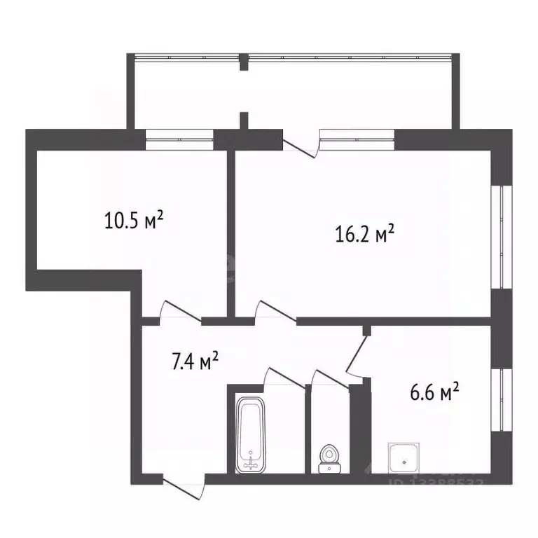 2-к кв. Красноярский край, Красноярск Красномосковская ул., 32 (44.1 ... - Фото 2
