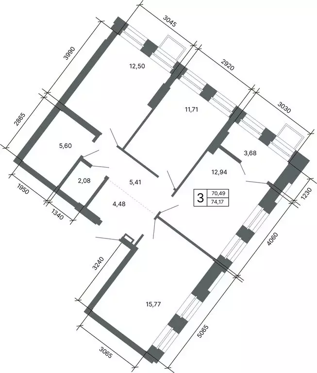 3-комнатная квартира: Екатеринбург, улица Мира, 47/6 (73.7 м) - Фото 1