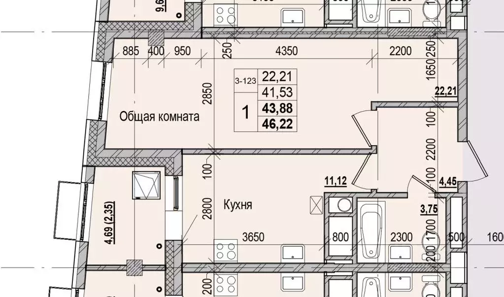 1-к кв. Саха (Якутия), Якутск ул. Чкалова, 47 (43.88 м) - Фото 1