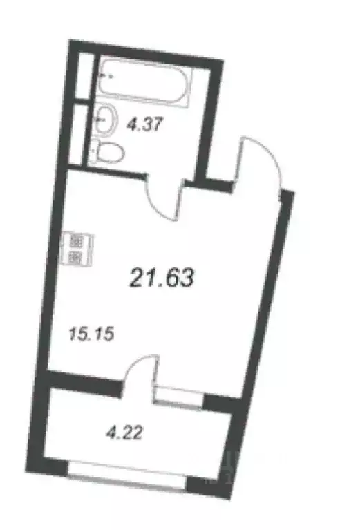 Студия Санкт-Петербург Планерная ул., 91к2 (21.63 м) - Фото 1