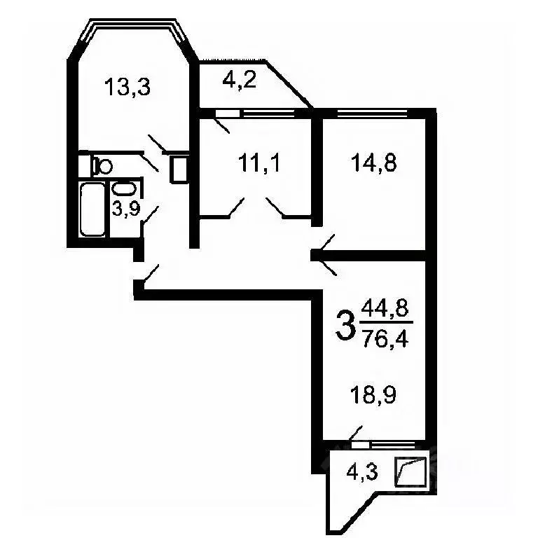 3-к кв. Москва ул. Ватутина, 16к3 (80.0 м) - Фото 1