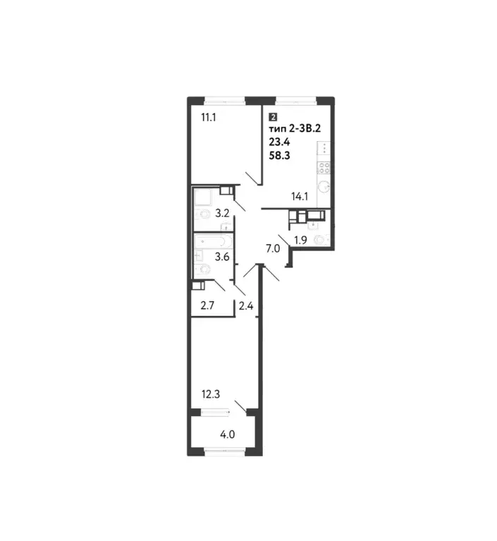 Продаётся 2-к квартира, 58.3 м - Фото 0