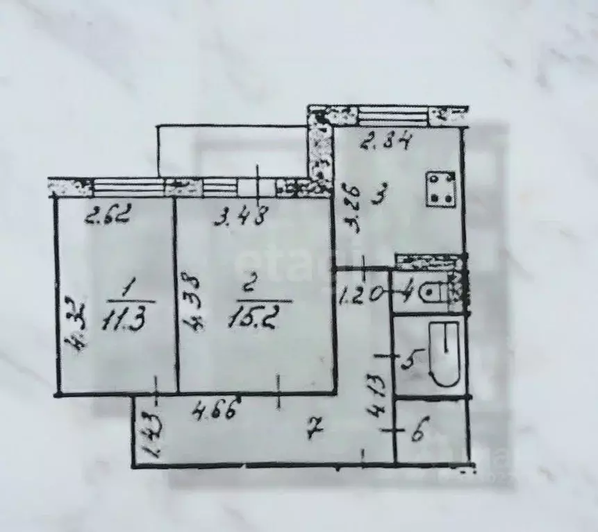 2-к кв. Коми, Ухта ул. Куратова, 14 (53.1 м) - Фото 1